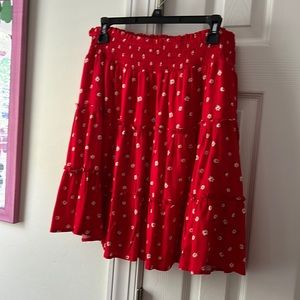 Skies are Blue - Red Tier Knee Length Skirt XL